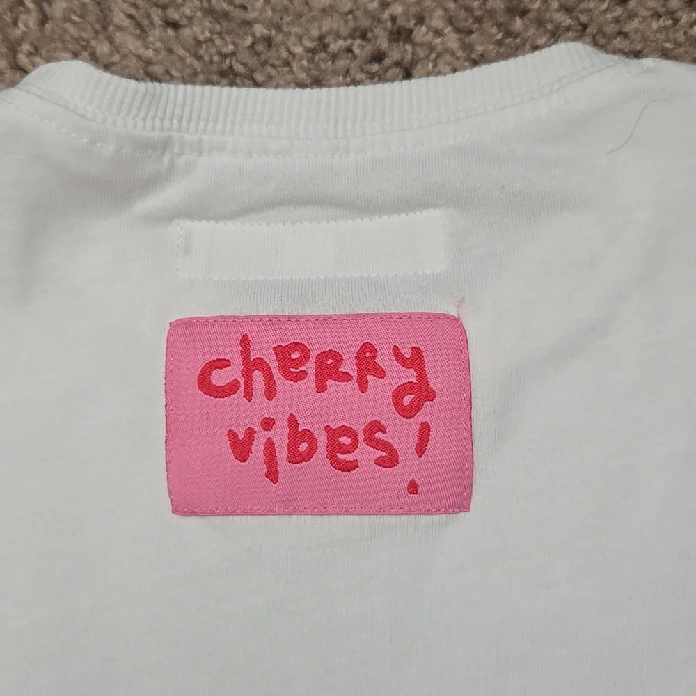 Zara Rare Cherry Graphic White Baby Tee Y2K Coquette Aesthetic Cute Summer NWOT
